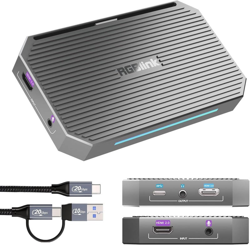 RGBlink Game Capture Card 4K60 HDMI 2.0 & USB 3.1 Video Capture for Streaming and Recording on PS5, Xbox, PC – Low Latency, Audio Video Capture Card for OBS Twitch, External Game Capture Device – MSP331U - Image 1
